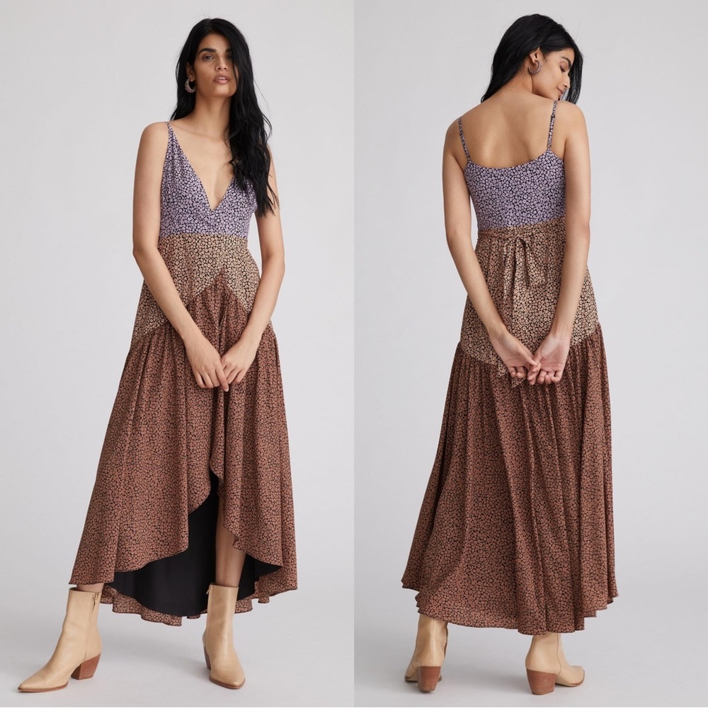 Anthropologie Hutch | Contrast Wrap Floral Midi Dress